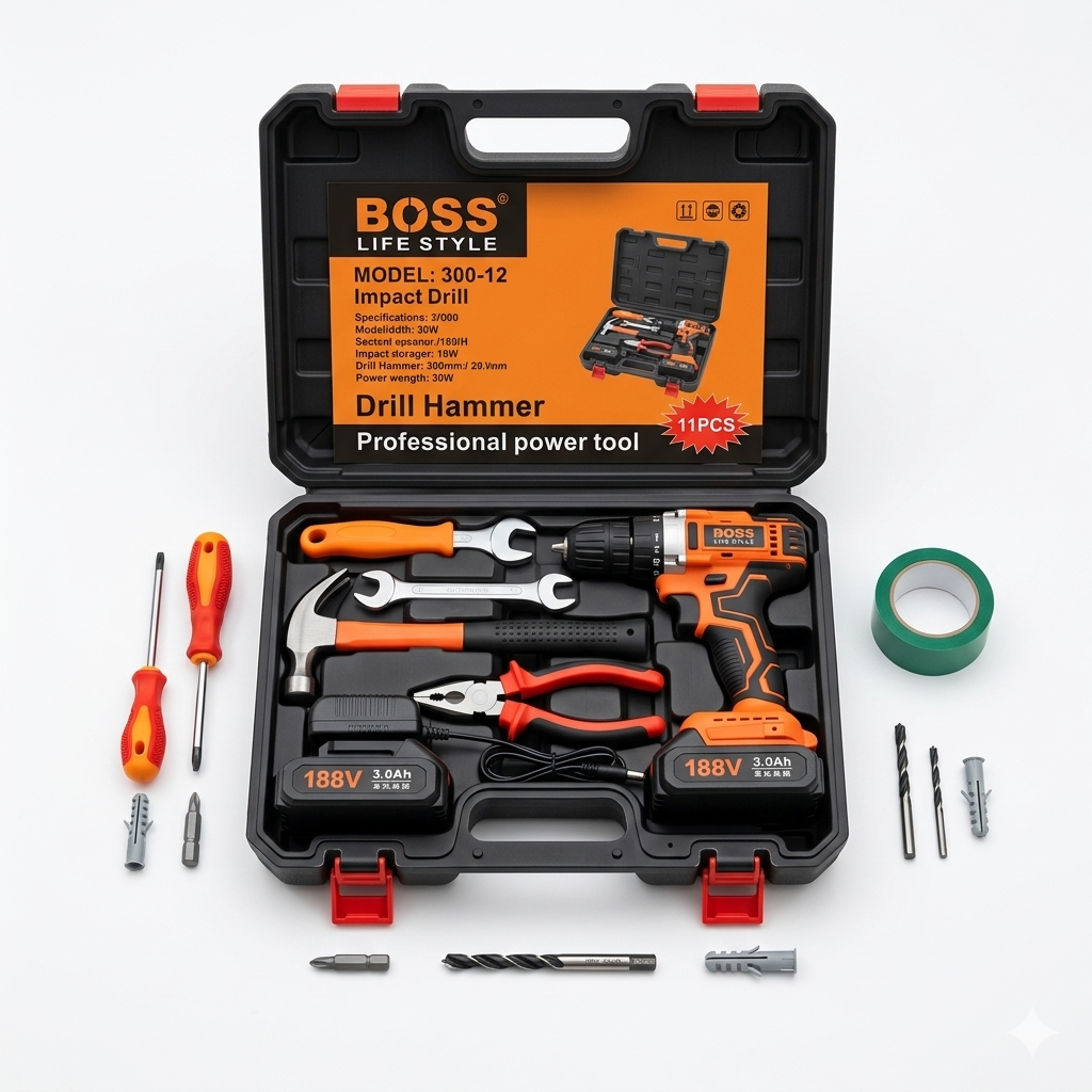 BOSS 117 PCS Impact Drill Kit – Complete Power Tool Set